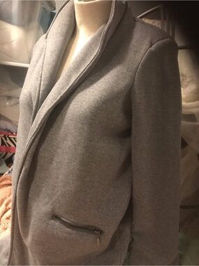 Sunset Lane Heather Gray Shawl-Collar Sweatshirt Blazer